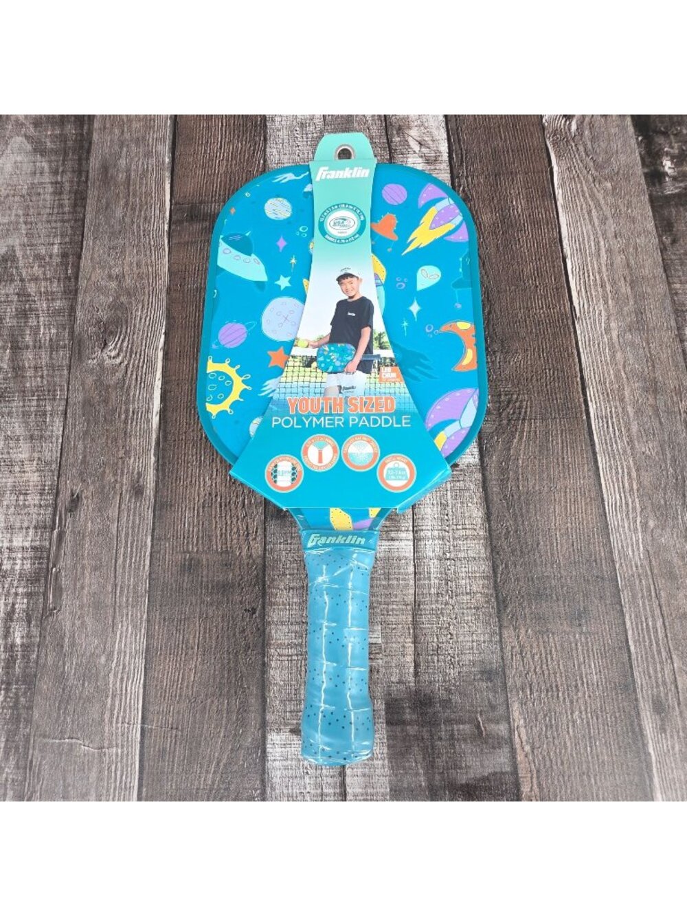 Franklin Sports Youth Sized Polymer Pickleball Paddle Multicolor Space Theme New